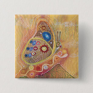 Butterfly Art Drawing 15 Cm Square Badge