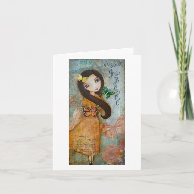 Butterfly art girl Notecard (Front)