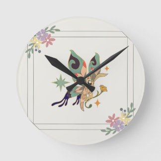 Butterfly Art, Graphic Design Round Clock