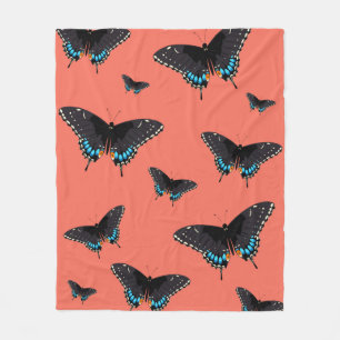 Butterfly Art Monarch Prints Pink Butterfly Transp Fleece Blanket