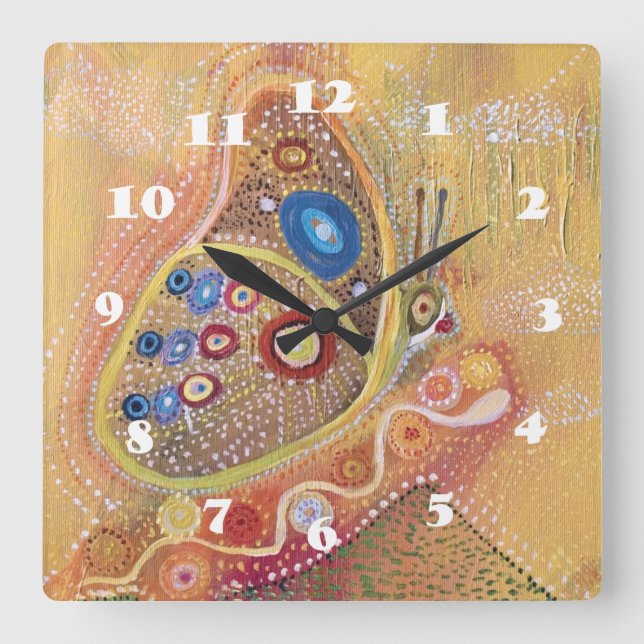 Butterfly Art Painting Square Wall Clock (Front)