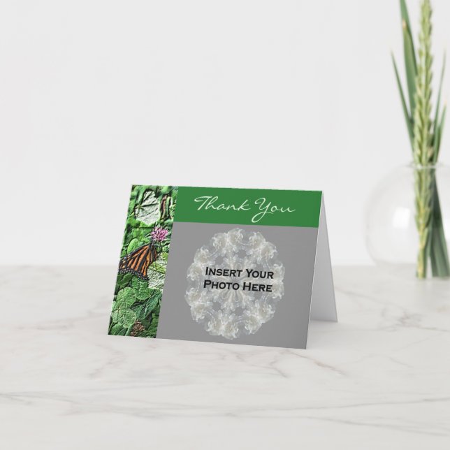 Butterfly Art Personalised Photo  Thank You Card (Front)