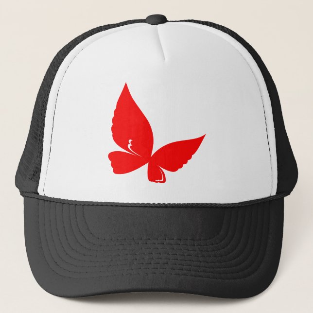 Butterfly Art Red Wings Spring Trucker Hat (Front)