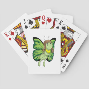 Butterfly as Pilot with Pilot hat Playing Cards