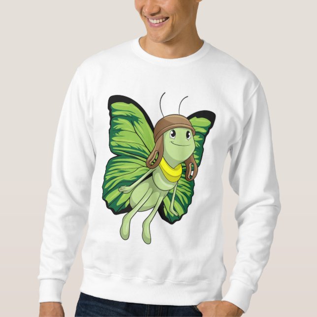 Butterfly as Pilot with Pilot hat Sweatshirt (Front)
