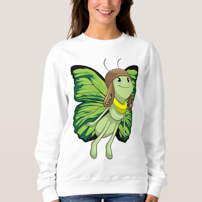 Butterfly as Pilot with Pilot hat Sweatshirt (Front)
