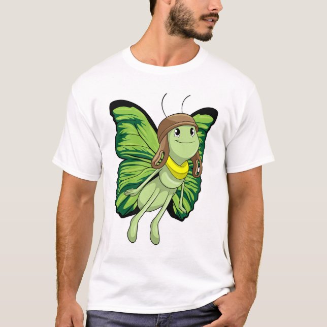 Butterfly as Pilot with Pilot hat T-Shirt (Front)