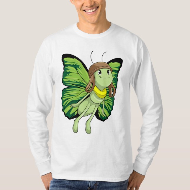 Butterfly as Pilot with Pilot hat T-Shirt (Front)