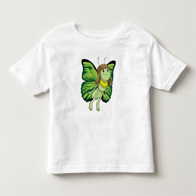 Butterfly as Pilot with Pilot hat Toddler T-Shirt (Front)