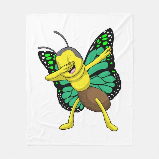 Butterfly at Hip Hop Dance Dab Fleece Blanket (Front)
