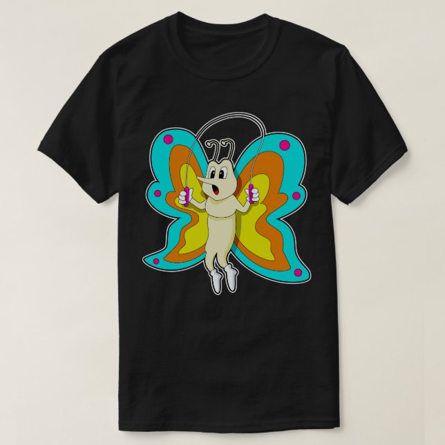 Butterfly at Jumping rope Fitness T-Shirt (Design Front)