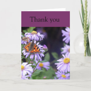 Butterfly At Rest On Flowers Thankyou Card