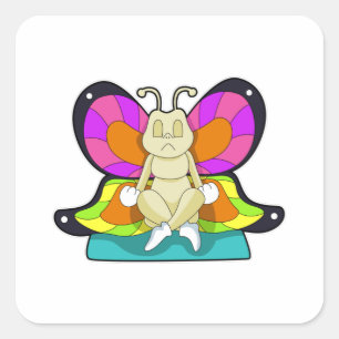 Butterfly at Yoga in Cross-legged Square Sticker
