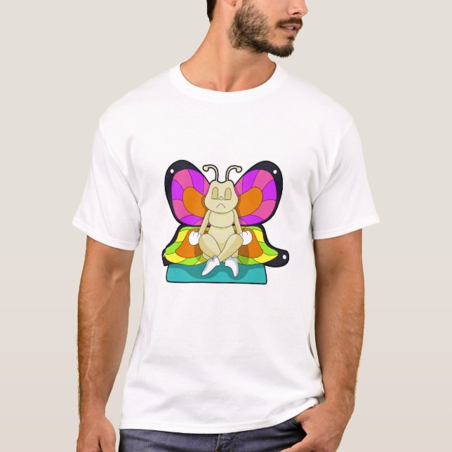 Butterfly at Yoga in Cross-legged T-Shirt (Front)