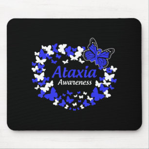 butterfly ataxia warrior with blue ribbon T-Shirt3 Mouse Pad