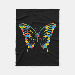 Butterfly Autism Awareness Amazing Puzzle Gift Fleece Blanket