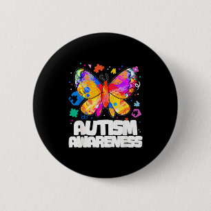 Butterfly autism awareness support autistic puzzle 6 cm round badge