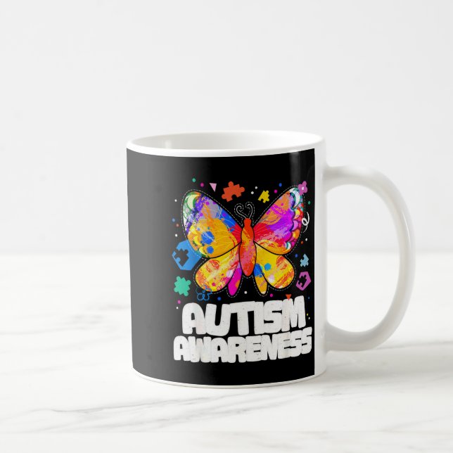 Butterfly autism awareness support autistic puzzle coffee mug (Right)