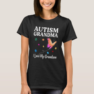 Butterfly Autism Grandma I Love My Grandson Autism T-Shirt