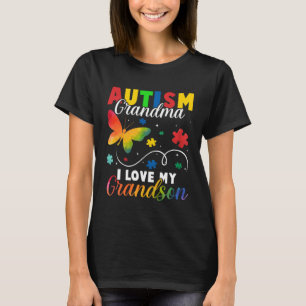 Butterfly Autism Grandma I Love My Grandson Awaren T-Shirt