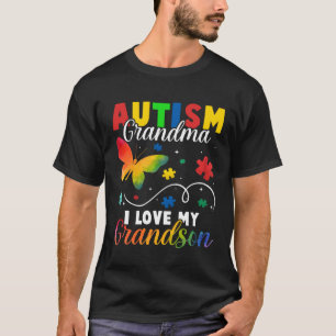 Butterfly Autism Grandma I Love My Grandson Awaren T-Shirt