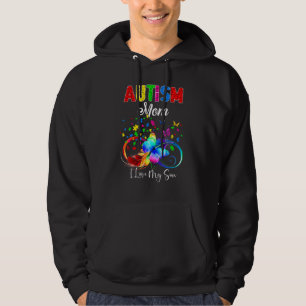 Butterfly Autism Mum I Love My Son Support Autisti Hoodie