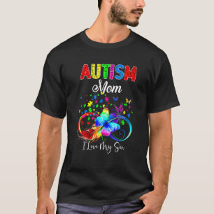 Butterfly Autism Mum I Love My Son Support Autisti T-Shirt