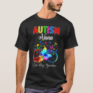 Butterfly Autism Nana I Love My Grandson Support A T-Shirt