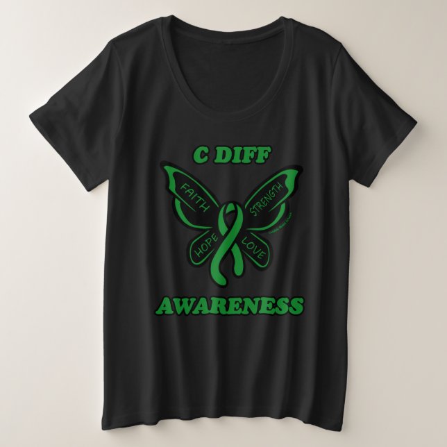 Butterfly/Awareness...C Diff Plus Size T-Shirt (Design Front)