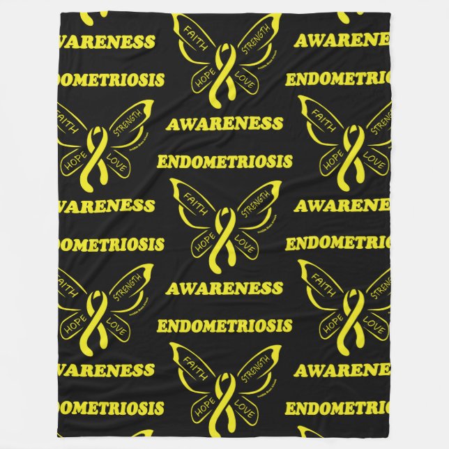 Butterfly/Awareness...Endometriosis Fleece Blanket (Front)