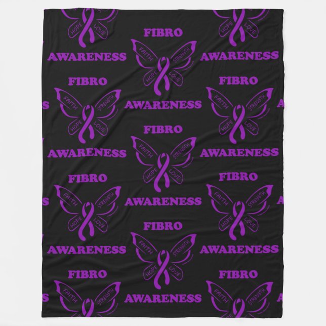 Butterfly/Awareness...Fibro Fleece Blanket (Front)