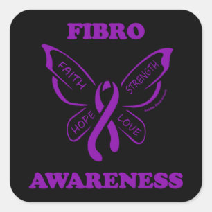 Butterfly/Awareness...Fibro Square Sticker