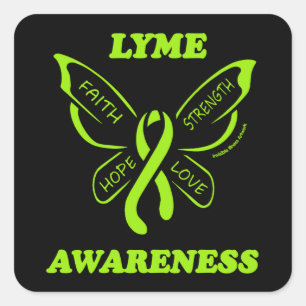 Butterfly/Awareness...Lyme Disease Square Sticker