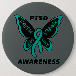 Butterfly/Awareness...PTSD 6 Cm Round Badge
