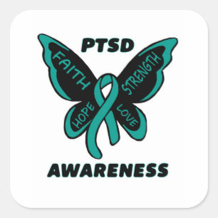Butterfly/Awareness...PTSD Square Sticker