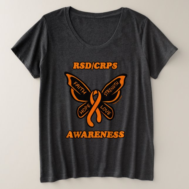 Butterfly/Awareness...RSD/CRPS Plus Size T-Shirt (Design Front)