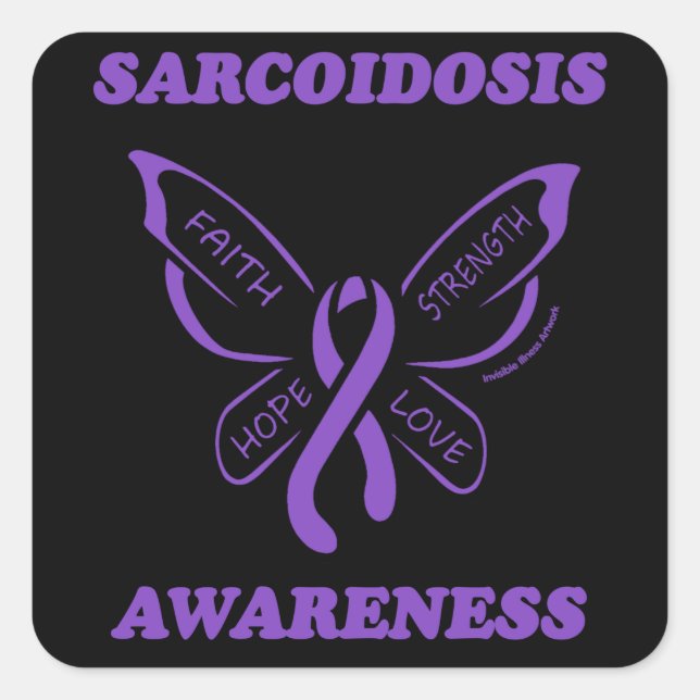 Butterfly/Awareness...Sarcoidosis Square Sticker (Front)