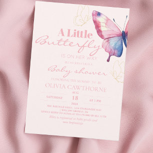 Butterfly Baby Girl Shower Watercolor Invitation