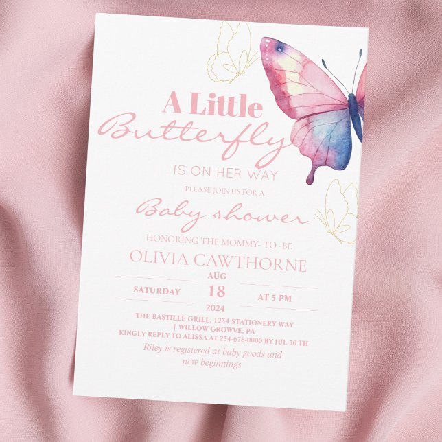 Butterfly Baby Girl Shower Watercolor Invitation (Creator Uploaded)