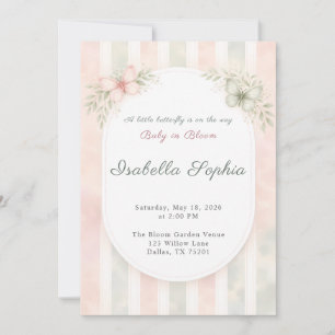Butterfly Baby in Bloom Watercolor Floral Invitation