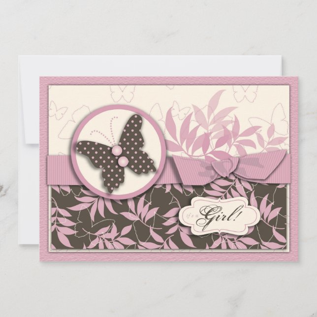 Butterfly Baby Invitation Card (Front)