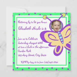 Butterfly Baby Photo Invitation