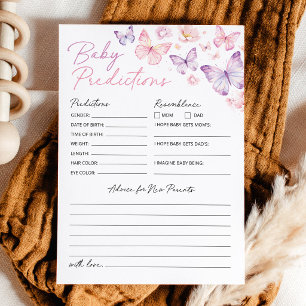 Butterfly Baby Shower Baby Predictions and Advice Card