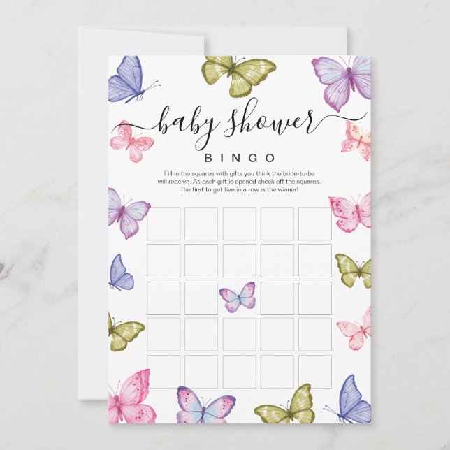 Butterfly Baby Shower bingo game Invitation (Front)