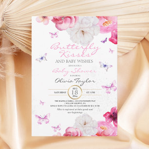 Butterfly Baby Shower Blush Pink Floral Invitation