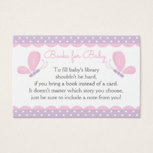 Butterfly Baby Shower Book Request Card purplepink