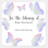 Butterfly Baby Shower bookplate, books for baby