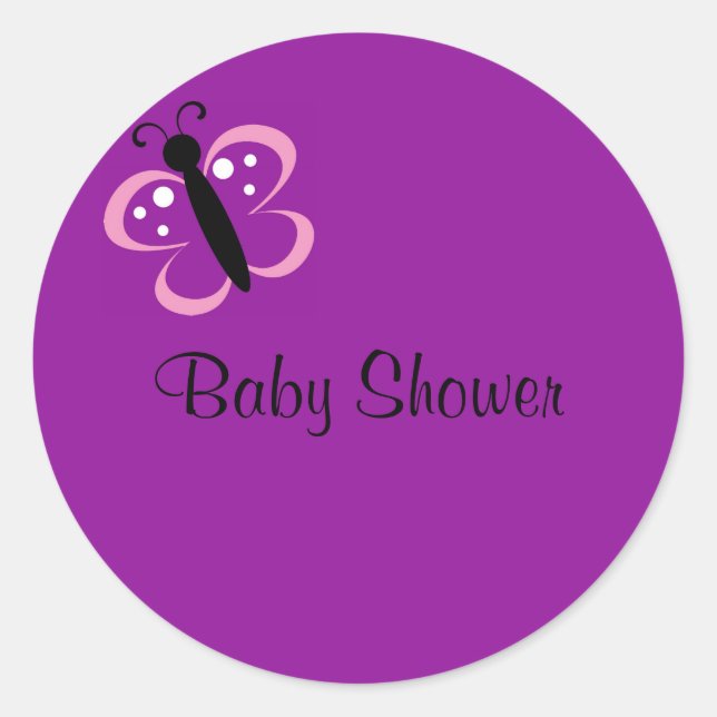 butterfly, Baby Shower Classic Round Sticker (Front)
