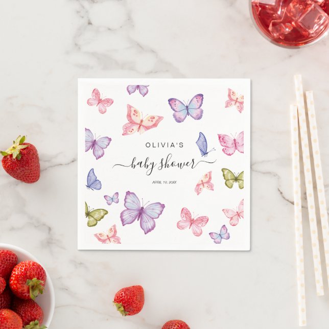 Butterfly Baby Shower Decor Napkin (Insitu)