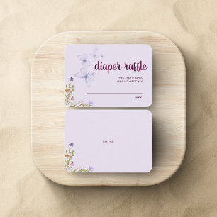 Butterfly Baby Shower   Diaper Raffle   Purple Enclosure Card
